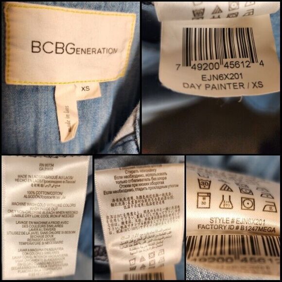 BCBG Blue Denim Distressed Dress Size XS Sleeveless Fray Pocket Button-Up Hi Low - Picture 9 of 10